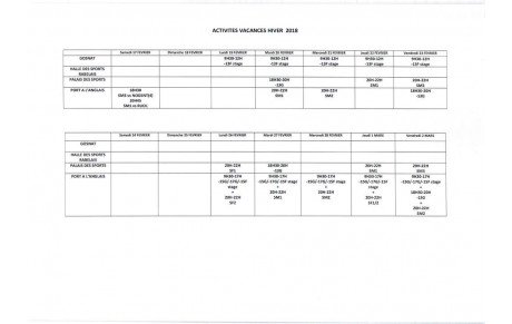 ACTIVITES VACANCES HIVER 2018